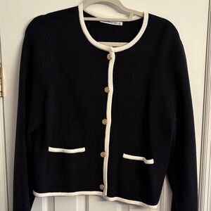 Abercrombie & Fitch Black Cardigan with White Trim